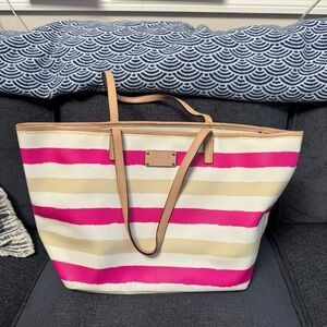 Kate Spade Pink and Cream Bondi Striped Shoulder Bag